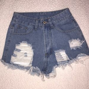 Ripped jean shorts